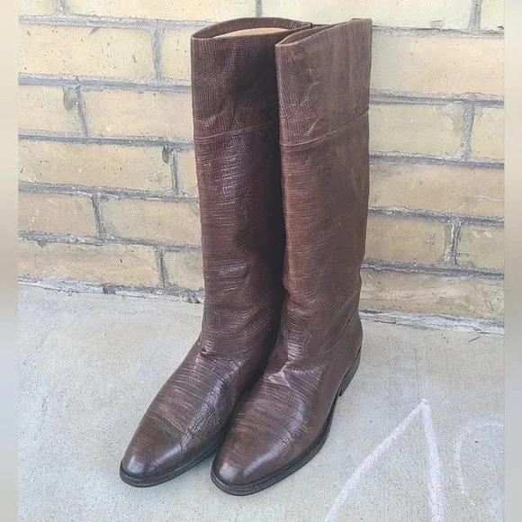 Pollini Python Brown Knee-High Boots - Picture 5 of 10